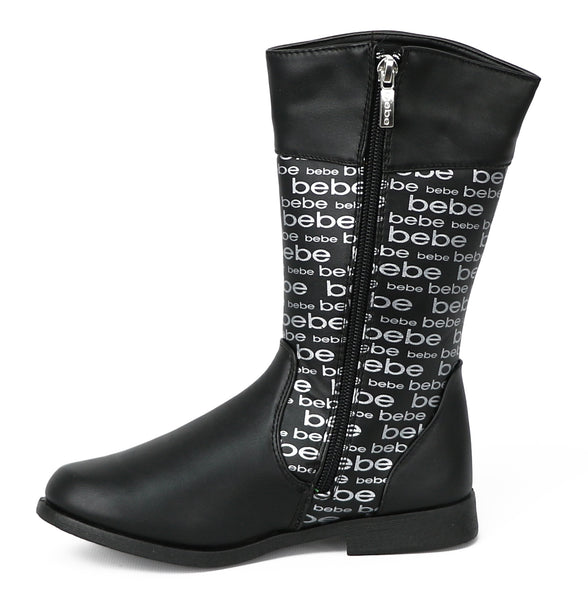 Bebe Girls 11 4 Foil Print Logo Riding Boots