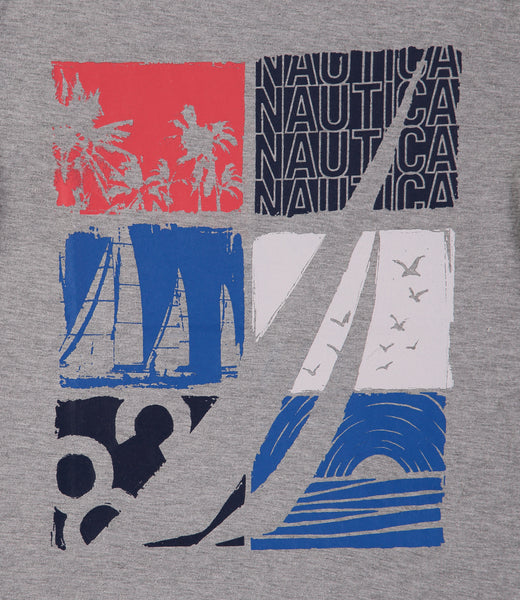 Kids Nautica Block Logo Shirt Size XL 18-20 Multi Color Collared Shirt Boat  Tee