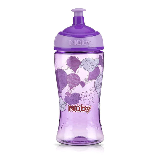 Nuby Flip-it Kids On-The-Go Printed Water Bottle with Bite Proof