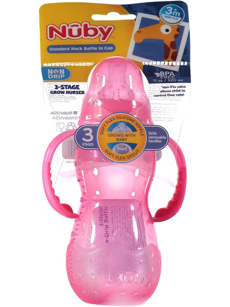 Nuby 3 Stage Grow Non-Drip Bottle, Assorted Colors - Shop Cups at H-E-B