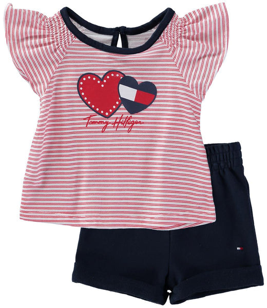 Tommy Hilfiger Girls 12-24 Months Heart T-Shirt Short Set