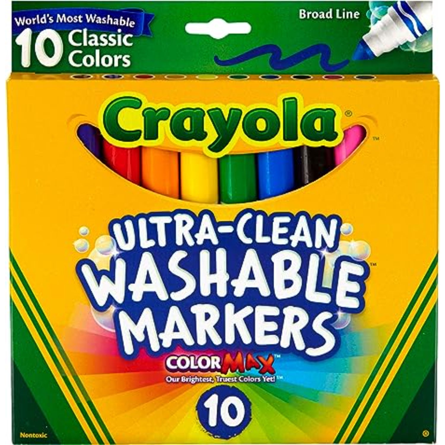 Broad Line Markers, Bright Colors, 10 Count, Crayola.com