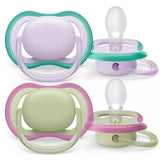 Philips Avent Ultra Air Pacifier, 0-6M, Fresh Lilac & Pastel Green - 2 Pack