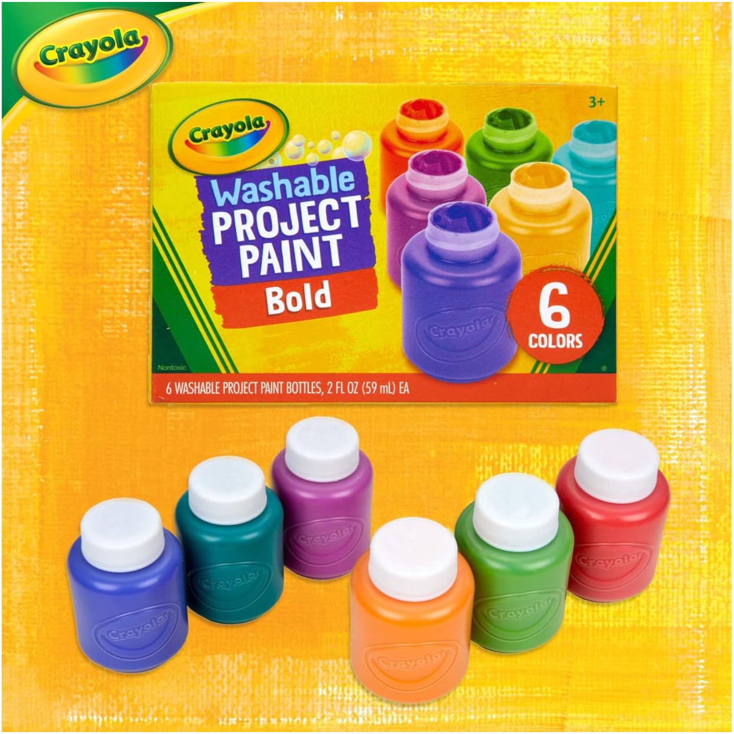  Crayola Washable Kids Paint, 6 Count, Kids At Home Activities,  Painting Supplies, Gift, Assorted
