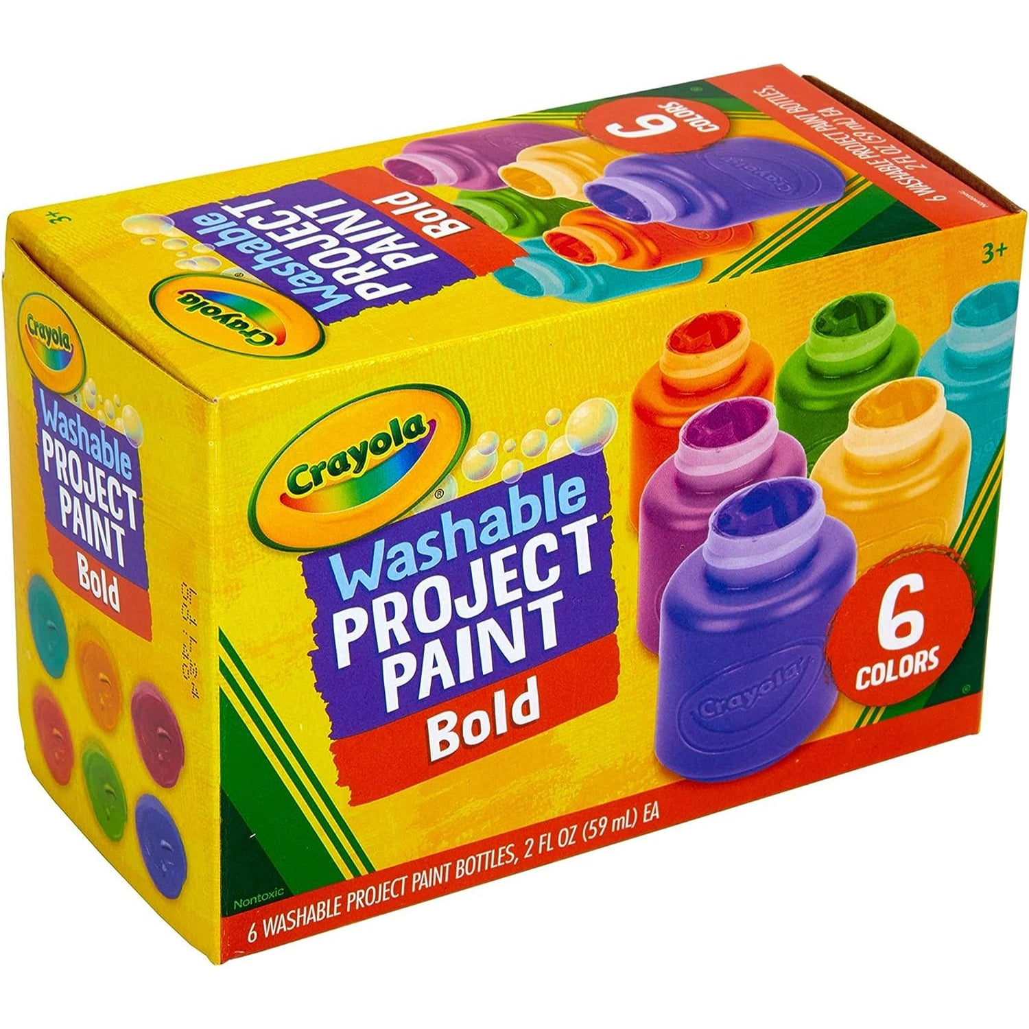  Crayola Washable Kids Paint, 6 Count, Kids At Home Activities,  Painting Supplies, Gift, Assorted