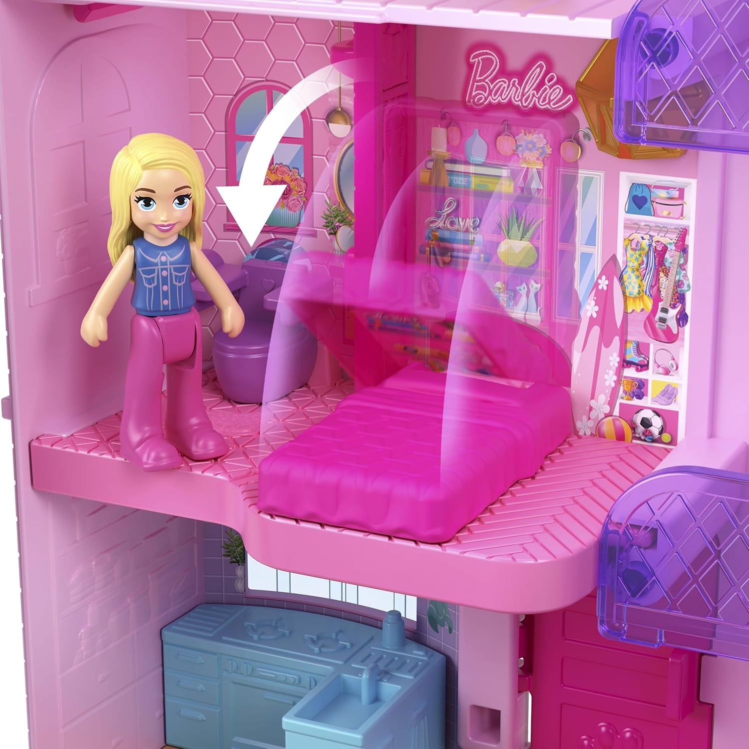 Mattel Barbie Polly Pocket Dreamhouse Compact Dollhouse Playset with S D Kids