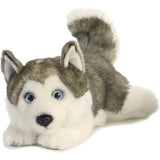 Aurora® Realistic Miyoni® Lying Husky Stuffed Animal - Lifelike Detail - Cherished Companionship - Gray 11 Inches