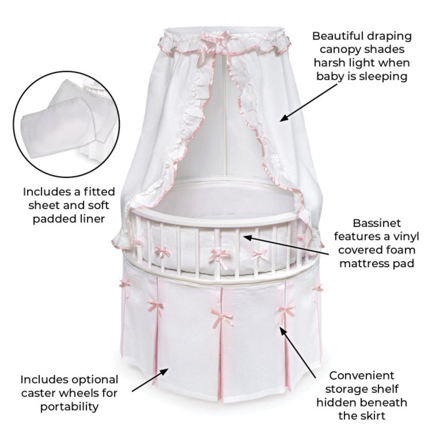 Badger basket elegance round cheap baby bassinet