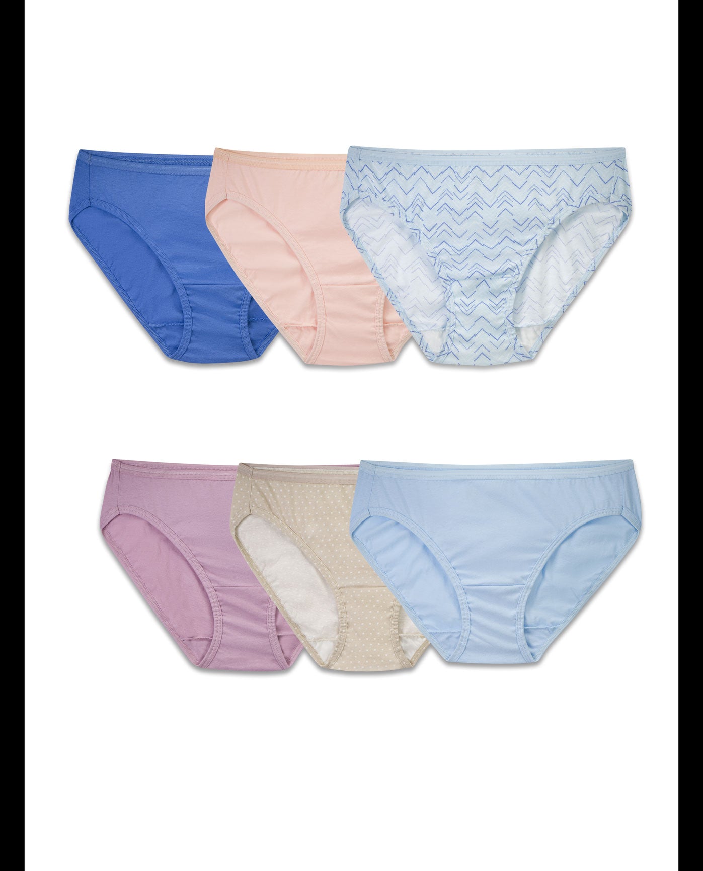 Fruit of the Loom Women's 6 Pack Cotton Brief Panties, Assorted 2