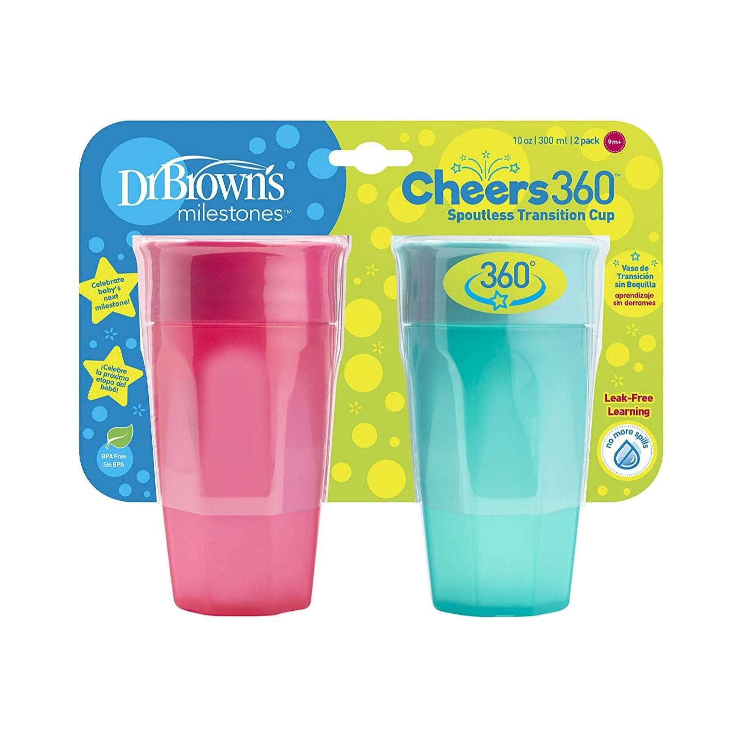 Dr. Brown's Milestones Sippy Straw Bottle with Silicone Handles - Aqua