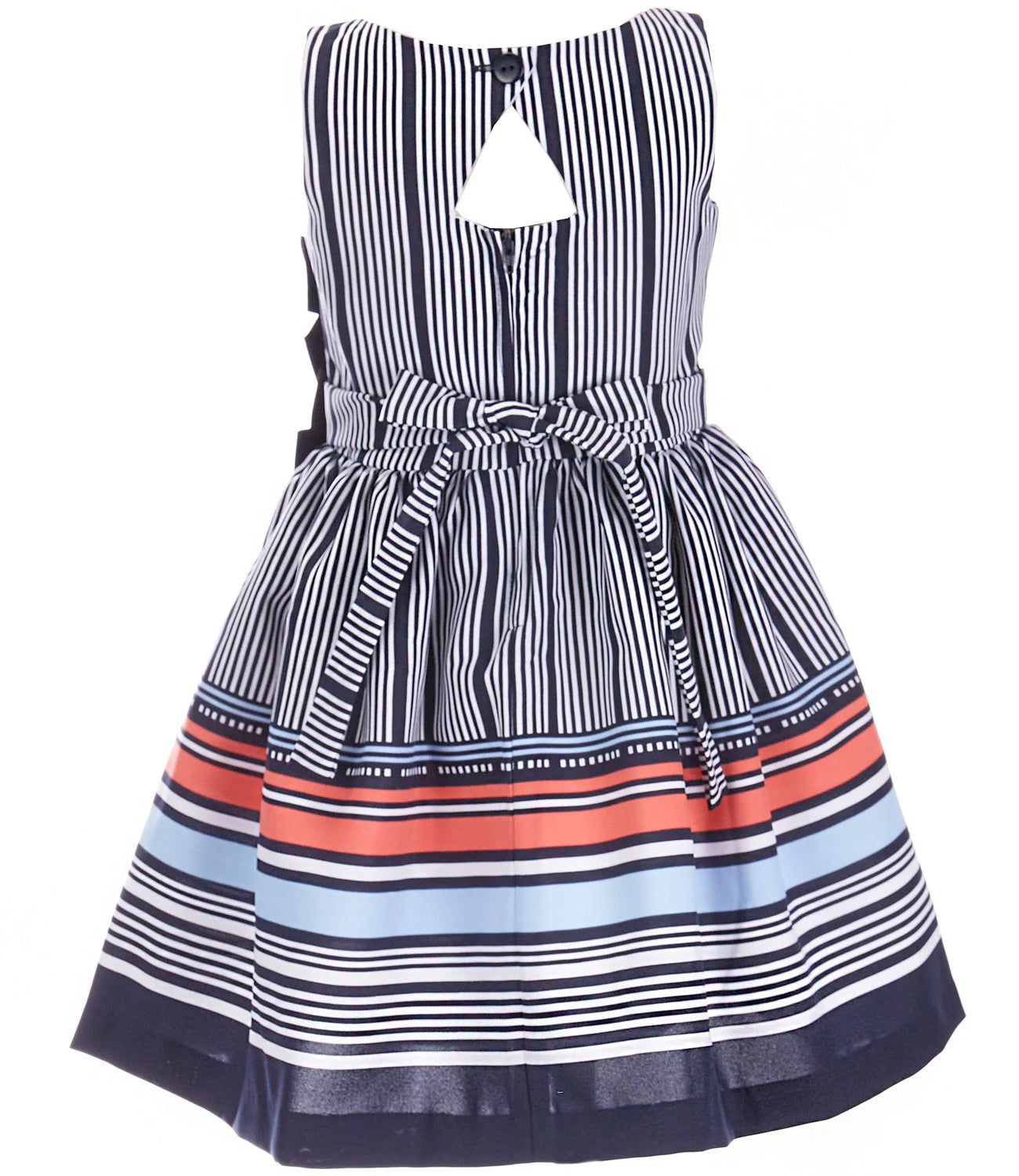 Bonnie Jean Girls 4-16 Sleeveless Striped Border Dress - 4 / Navy