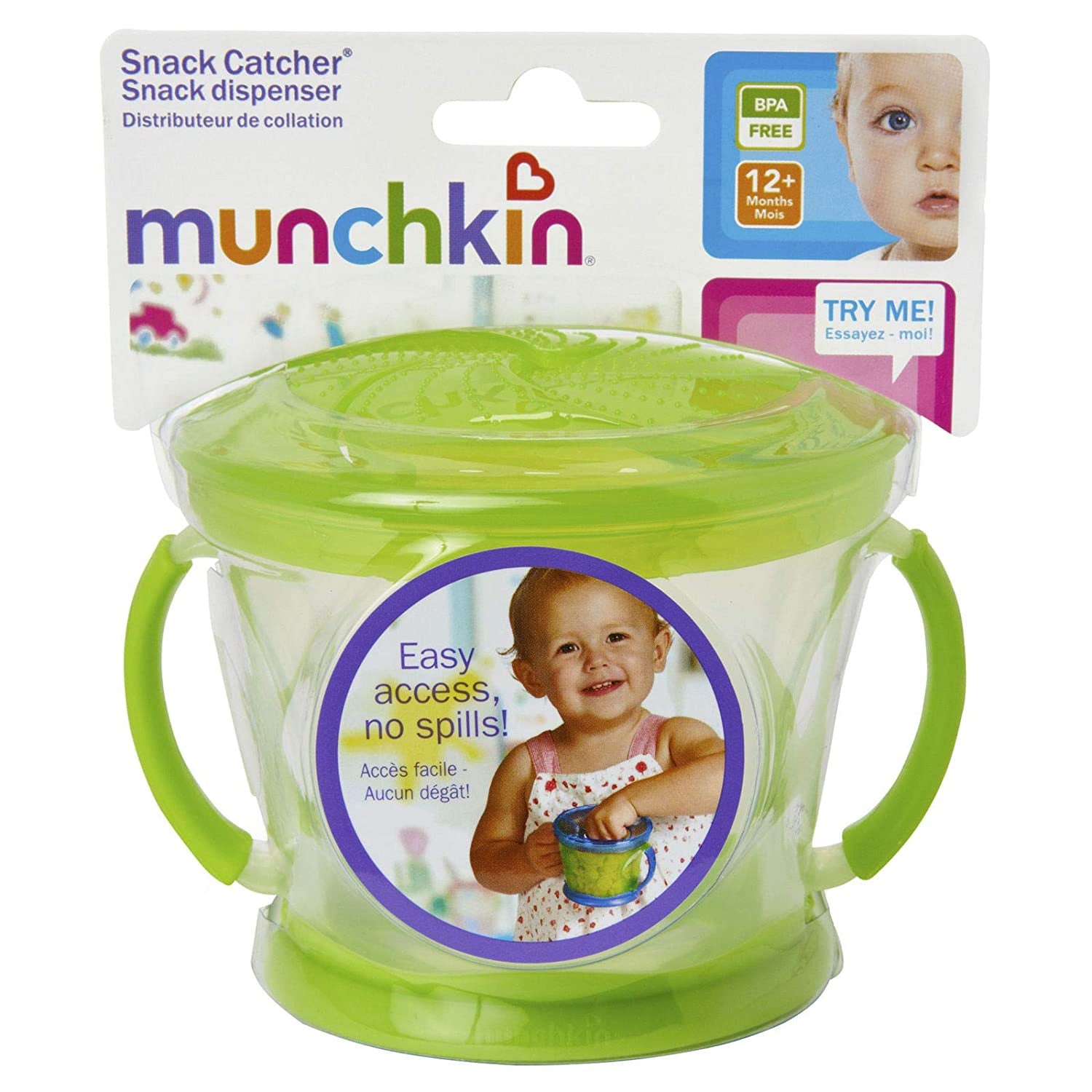 Toddlers Baby Snack Containers No Spill,Baby Snack Catcher with Lid Kids  Feeding Bowl,Double Handle Easy to Grasp,BPA Free,for