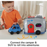 Fisher Price Little People Light-Up Learning Camper, 2-in-1 Vehicle and Interactive playset with Lig