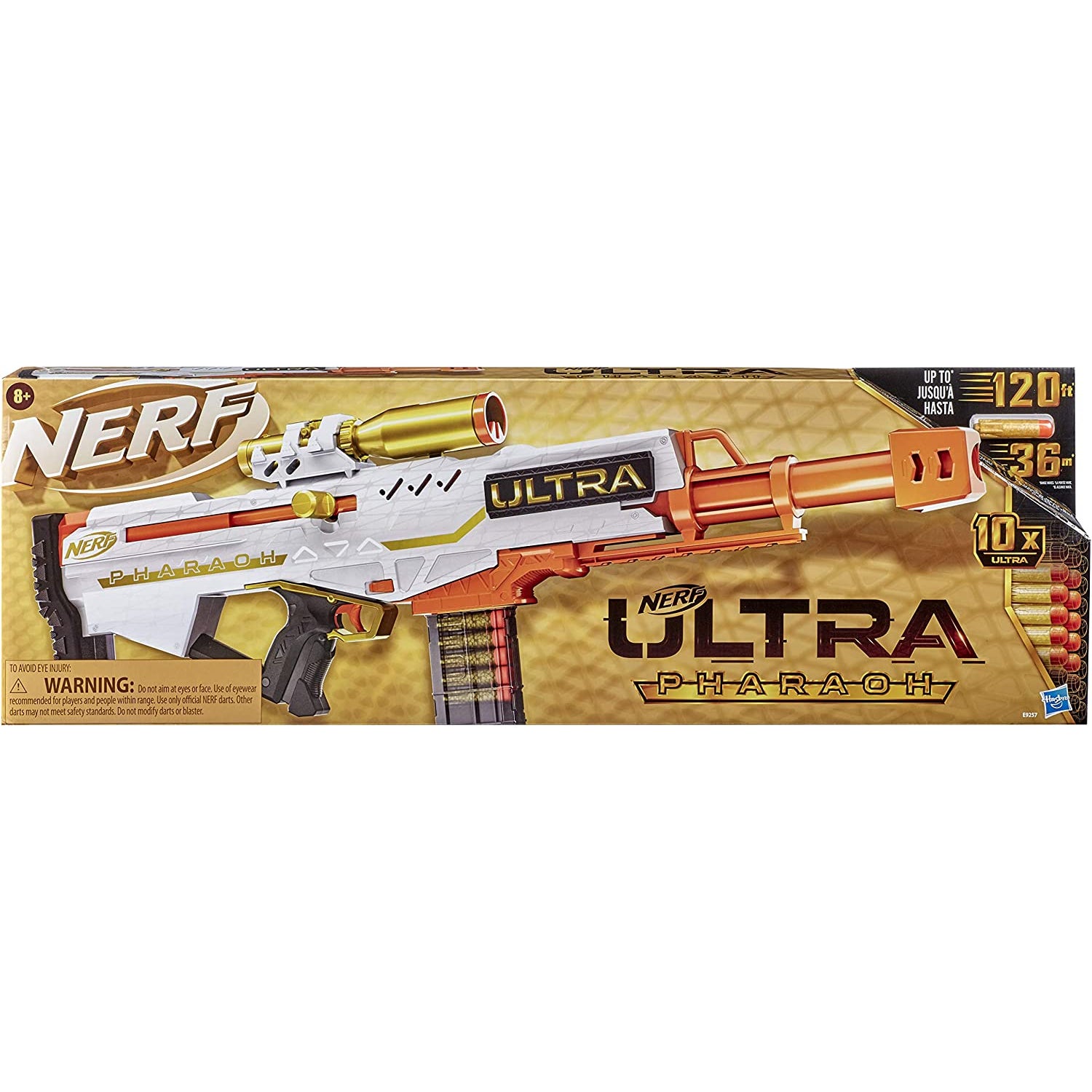 NERF Ultra Pharaoh Blaster with Premium Gold Accents, 10-Dart Clip