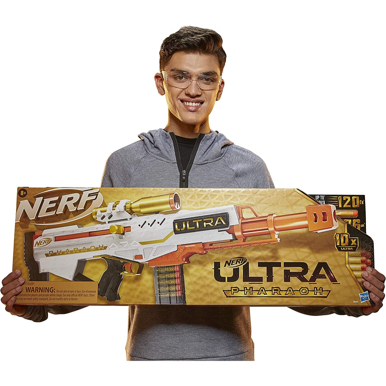 NERF Ultra Pharaoh Blaster with Premium Gold Accents, 10-Dart Clip