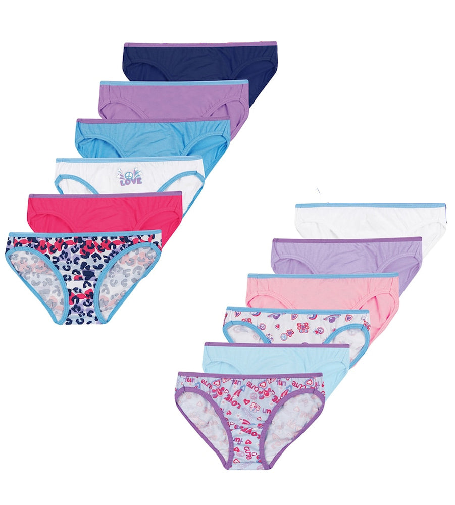 Girl's Panties - Assorted Solids, Size 12, 5 Pack