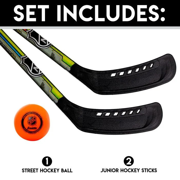 Franklin Sports Street Hockey Set - NHL - Goalie and Player Sticks and Ball  : : Toys & Games