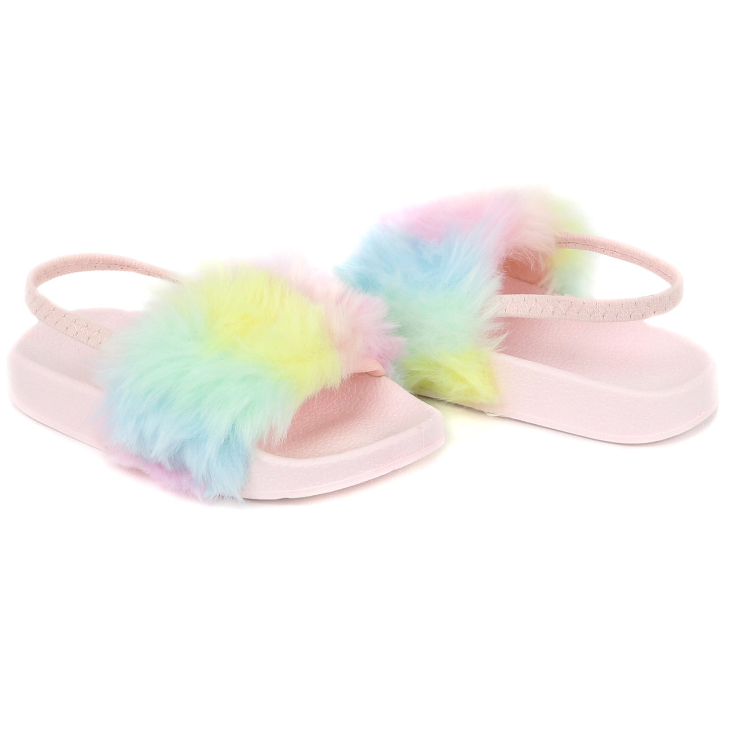 Little girls best sale fur slides