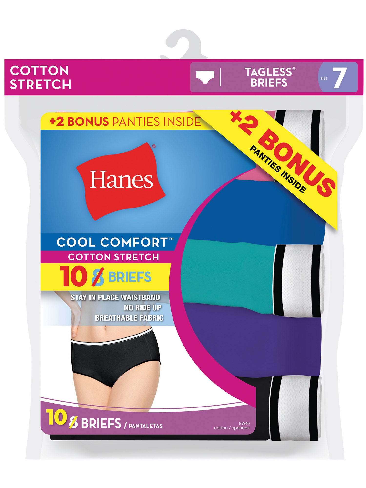 Hanes Women's Bikini 8-Pack (6+2 Free Bonus Pack) Assorted 7