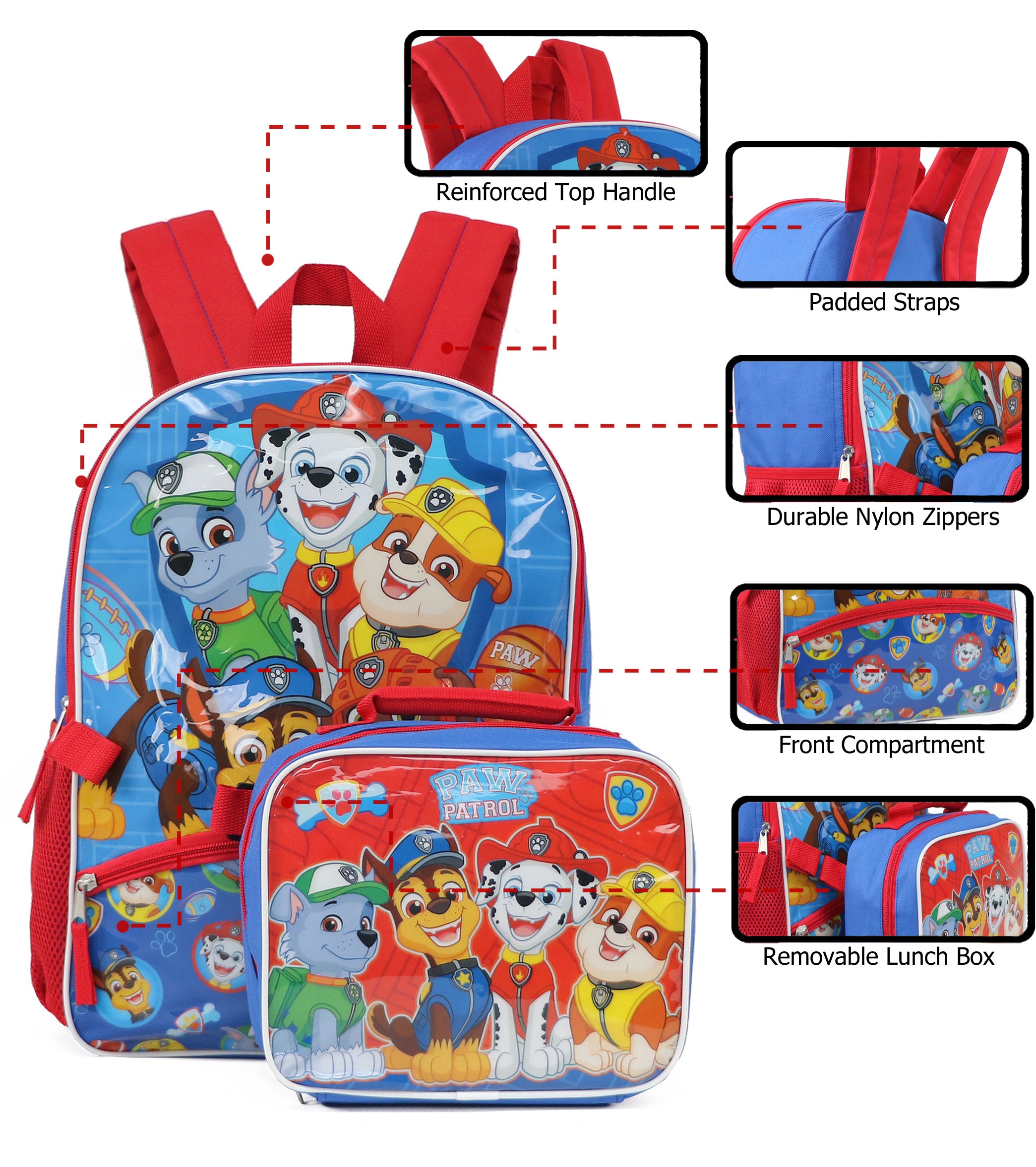 Nick Shop Paw Patrol Backpack and Lunch Bag Set for Boys, Girls - Bundle  with Paw Patrol Backpack and Insulated Lunch Box Plus Activity Book,  Stickers