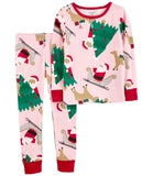 Carters Girls 0-24 Months 2-Piece Christmas 100% Snug Fit Cotton PJ Set