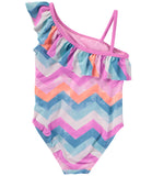 Limited Too Chevron One Piece Swimsuit with Ruffle Trim