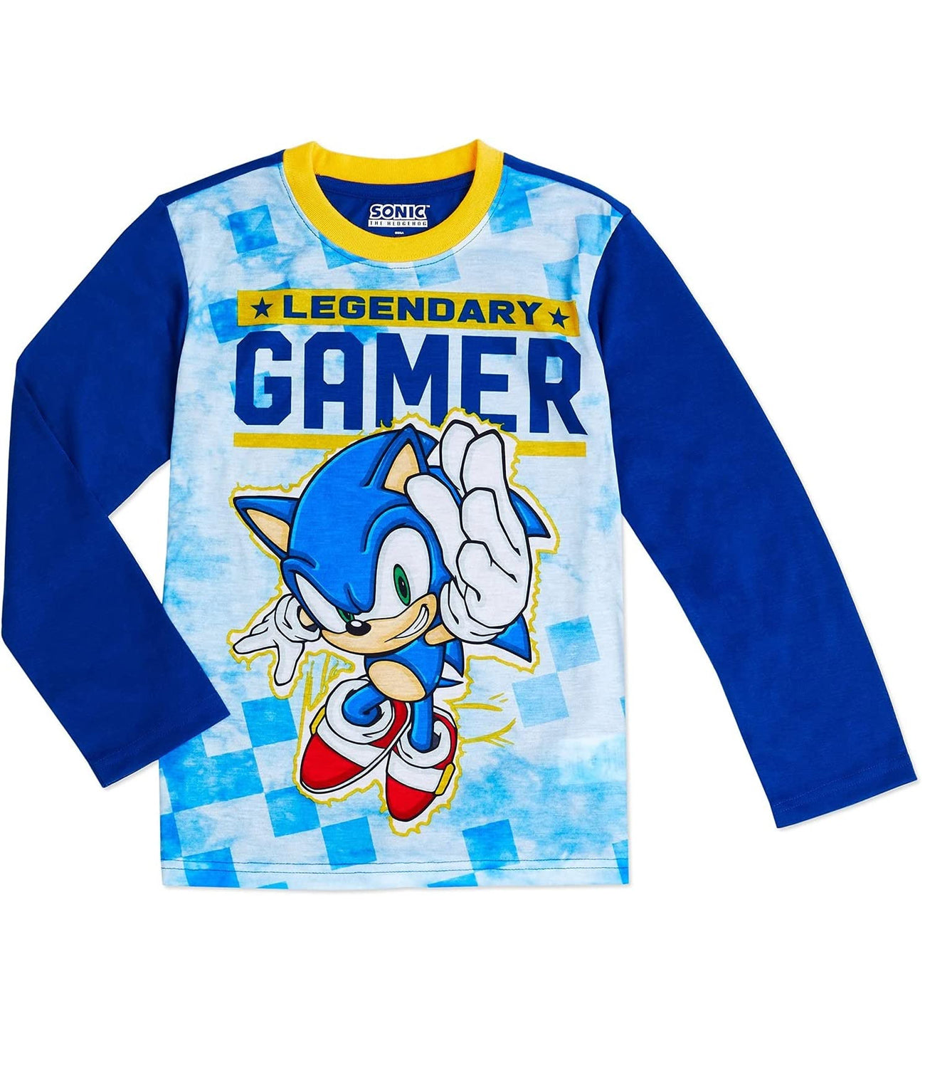 Sega Boys' Big Sonic The Hedgehog 2 Pack Baseball Jersey & T-Shirt Bundle, Oatmeal/Royal & Navy