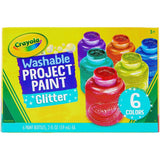 Crayola Washable Glitter Paint Great for Classroom Projects, 6 Count