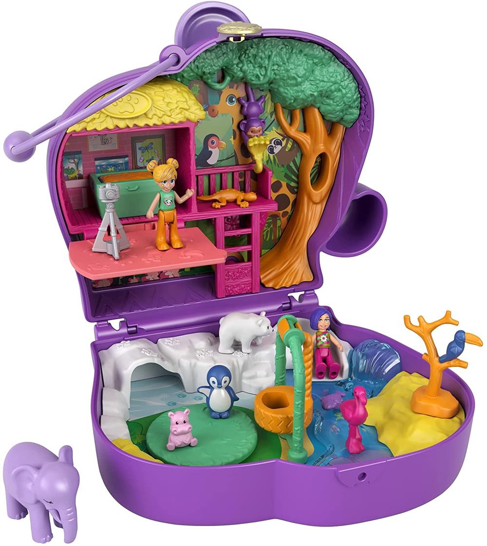 Polly Pocket Unicorn Forest Compact Tea Party-Themed Playset with Glitter  Horn, 2 Micro Dolls & 13 Accessories, Toy for Ages 4 Years Old & Up (