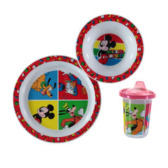 Disney Mickey Mouse Dinnerware 3pc Setting Dinner Plate, Bowl