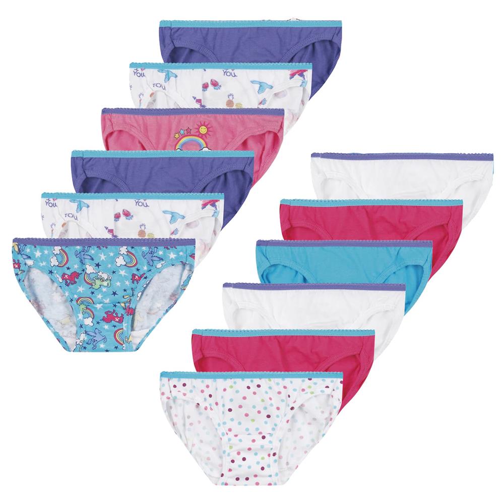 Hanes Girls Soft Tagless Bikini panties underwear- Size 12, 10