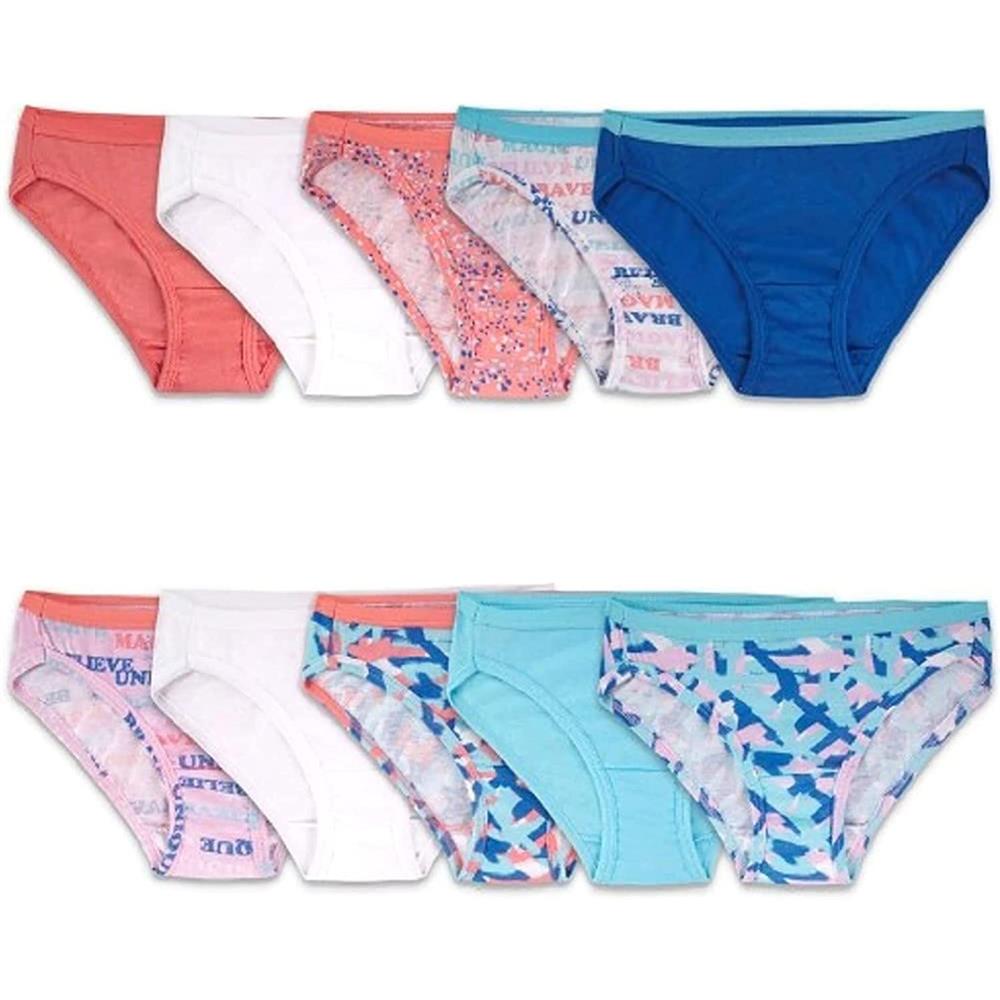Fruit of the Loom Girl's Hipster Style Underwear (10 Pack) 