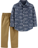 Carters Boys 12-24 Months Chambray Woven Pant Set