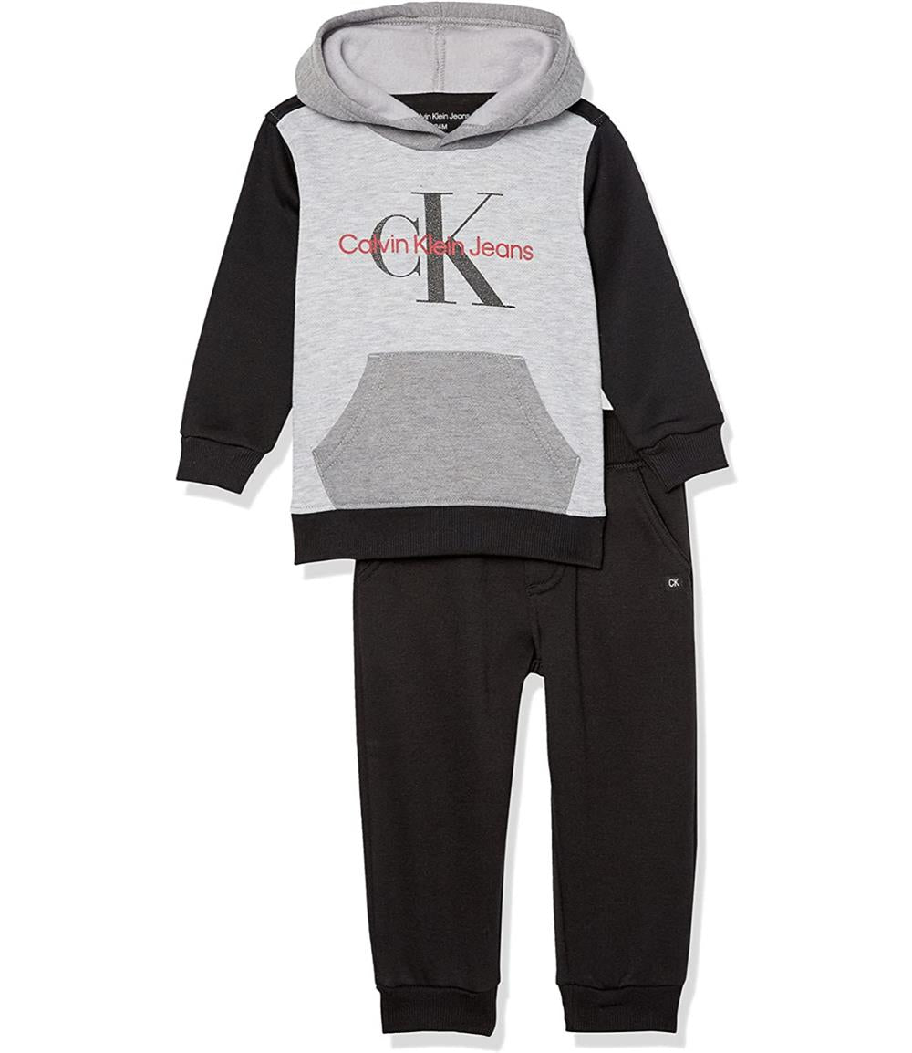 Calvin Klein Boys 12-24 Months Colorblock Jogger Set - 12 Months / Grey