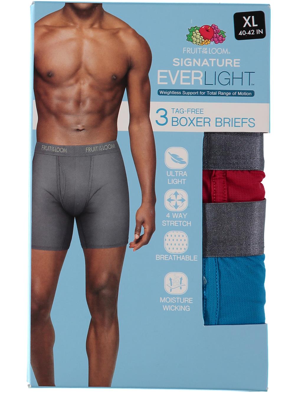 Fruit of the Loom Men's Breathable Cotton Micro-Mesh Boxer Brief, 3-pack,  Size S-XL 