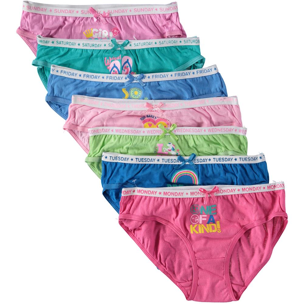 Rene Rofe Girls 7-16 Amber Bikini Underwear Panties (7-Pack)(Dark