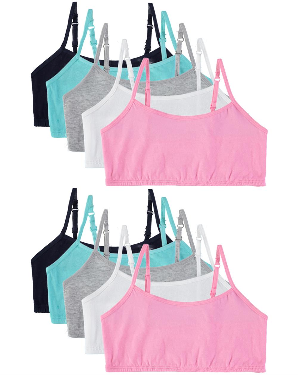 3Pack Girls' Cotton Cami Crop Training Bra, Breathable Kids Sport Bralette  