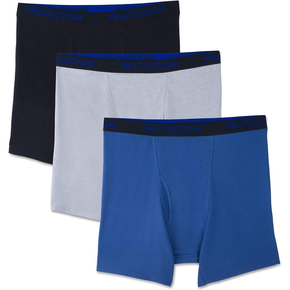 Fruit of the Loom Breathable Micro-Mesh Boxer Brief Underwear (3 Pack)  (Men)