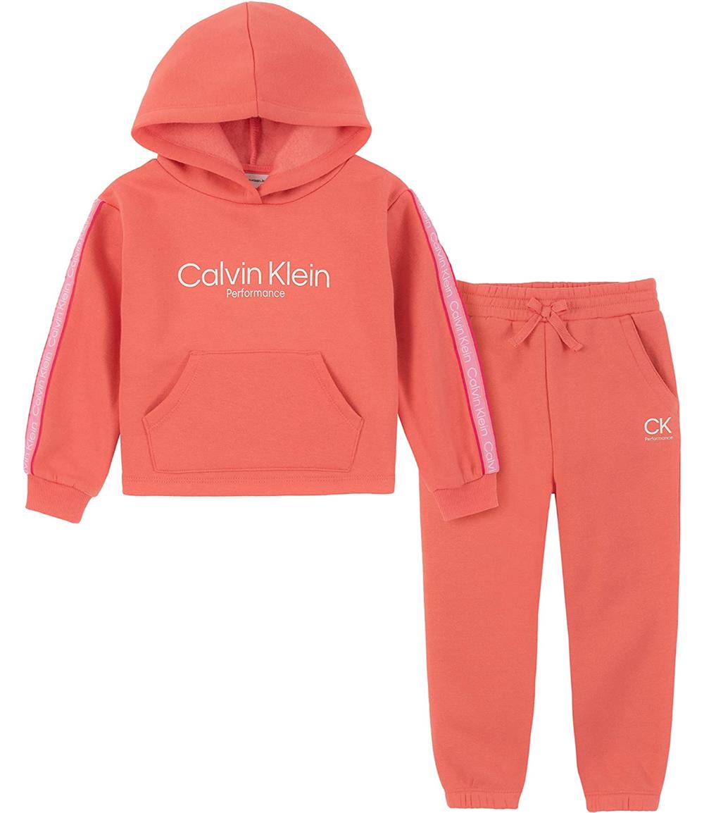 Calvin Klein Girls 2T-4T Taping Jogger Set - 2T / Peach