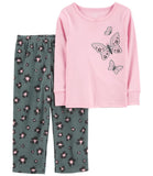 Carters Girls 2T-4T 2-Piece Cotton & Fleece PJs