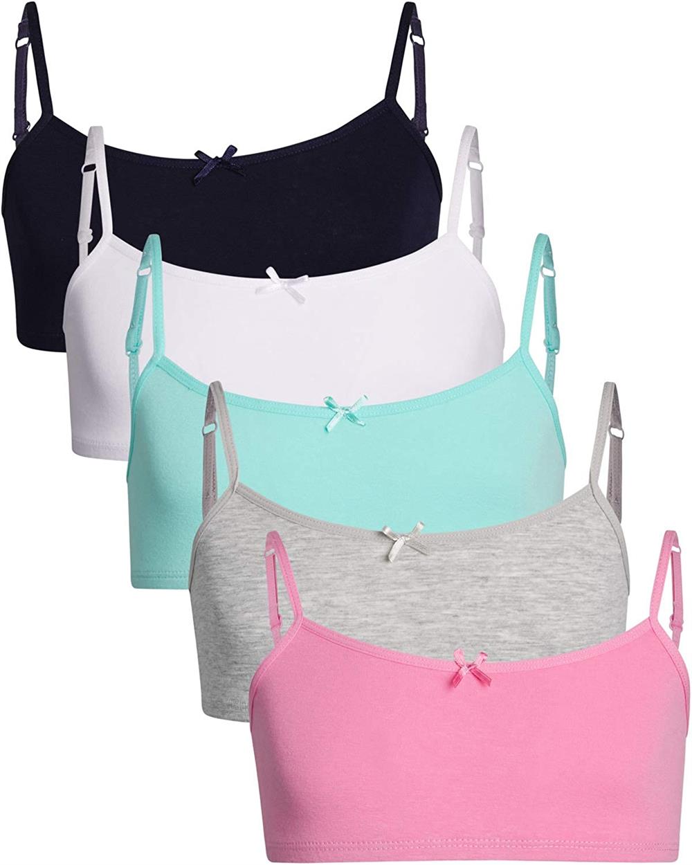 Rene Rofe Girls' Joelle Training Bra – 10 Pack Stretch Cotton Cami Bralette  (7-14), Black Butterfly, Medium : : Clothing, Shoes & Accessories