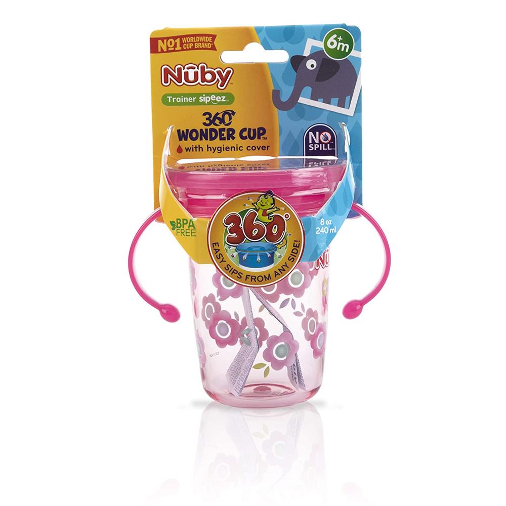 Nuby No Spill 2-Handle 360 Wonder Spoutless Trainer Sippy Cup - 2